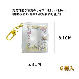 Seimeinoki Mini Cute Korean Style Trading Card Case, 6 Pieces, Collect, 2 Inch Photos, 1 Book, 16 Pieces, Transparent, Mini Album, Bag Hanger, Decorative, Photo Book, Waterproof, Trading Card Idol,