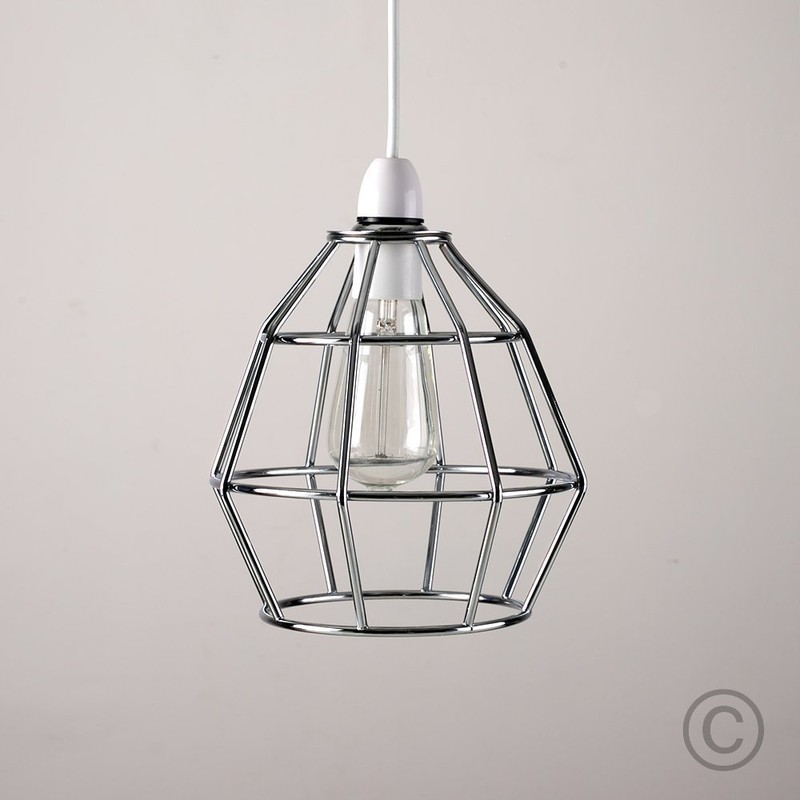 MiniSun | Contemporary Polished Chrome Basket Ceiling Light Shade |