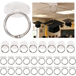 Ganepwns 30PCS Self Adhesive Ceiling Hook Hanging Hook with Binding Rings, Transparent Seamless Wall Hooks Ceiling Suspension for Christmas Party Decoration Accessory Kitchen Bathroom Hanging