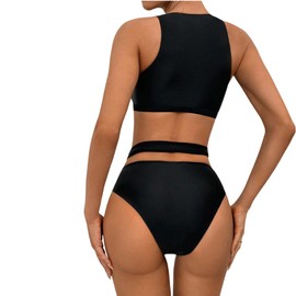Rand Abbigliamento Pole Dance Donna Top Sportivo Pantaloncini a Vita Alta, Abbigliamento Sportivo Sexy per Pole Sport, Pole Exotic, Nero (Vita incrociata & Schiena chiusa), M