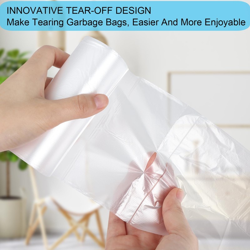 2 Gallon Small Plastic Trash Bags, 7.5 Liters Clear Wastebasket