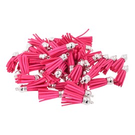Mandala Crafts Faux Suede Tassels for Keychains Hot Pink Tassels for Crafts - Small Tassels for Jewelry Making Charms - 100 Faux Leather Tassels Hot Pink Keychain Tassels Bulk