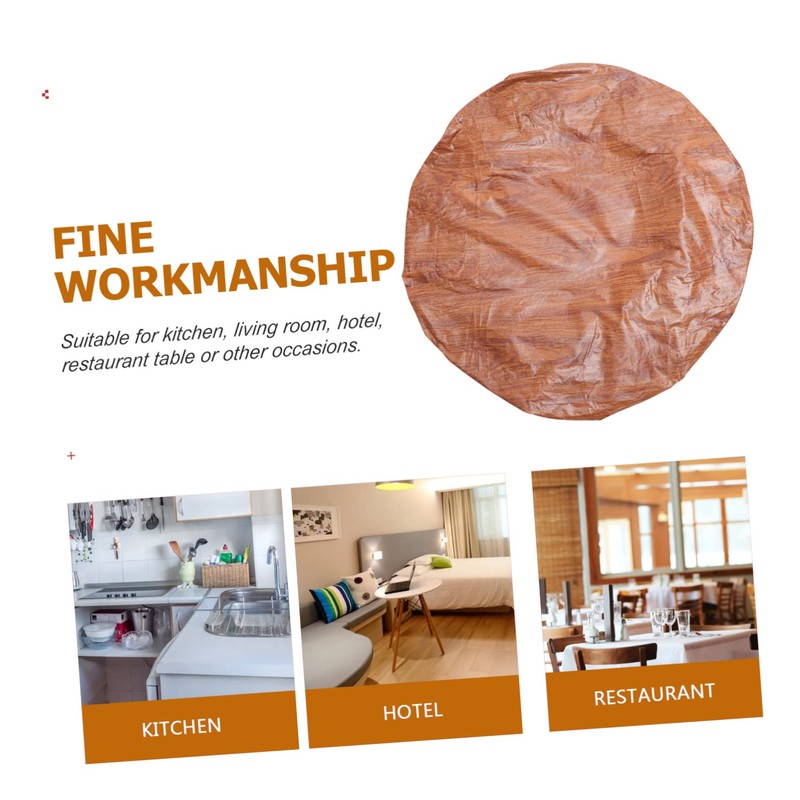 Ciieeo Buffet Tablecloth with Elastic Edges Wood Grain Design Table