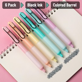 Mr. Pen- Retractable Gel Pens, 6 Pack, Black Ink Gel Pens, Pastel Barrels, Fast Dry
