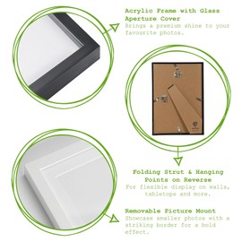 Nicola Spring 1x Grey 8" x 10" Photo Frame with Black 5" x 7" Mount - Glass Aperture Home Picture Wall Hanging Landscape Portrait Display