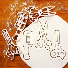 Set of 3 Hairdressing themed Cookie Cutters (Cutting Scissors, Thinning Scissors, Hair Comb), 3 pieces - Bakerlogy