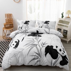 CVHOUSE Panda Bedding Queen Size, Cute Girls Kids Teens Kawaii Comforter Set Cover Soft, 1 Duvet Cover 2 Pillowcases 3 Piece, Christmas Decor 89'x89'