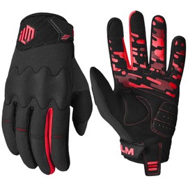 ILM Adult Motorcycle Dirt Bike Motocross ATV MTB Mountain Bike Gloves Full Finger Touch Screen Glove for Bicycle Cycling BMX Sports Outdoor Model-JC38(Red,XL)