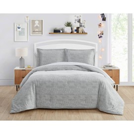 Poppy & Fritz | Stripe Collection| Comforter Set- 100% Cotton Ultra Soft, All Season Bedding, Pre-Washed for Added Softness, King, Grey