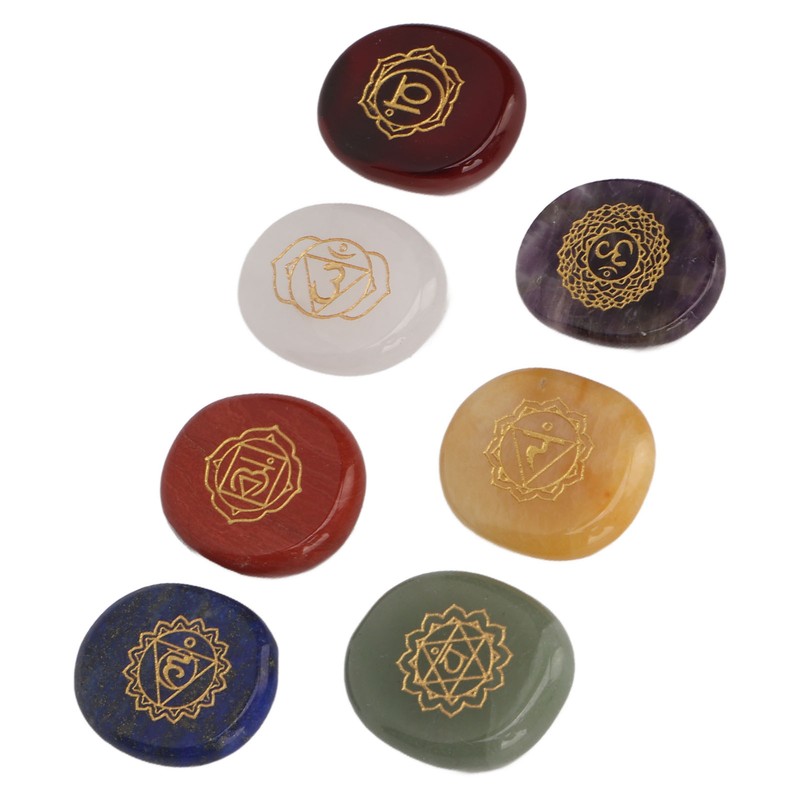 7 Pcs Rune Stones Set Different Color Smoother Yoga Stone
