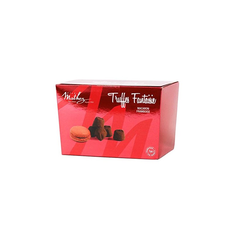 Mathez French Chocolate Truffles with Raspberry Macaron Chips, 8.8oz Box