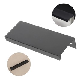 SHINEOFI 4pcs Invisible Pull Handles Back Mount Finger Pull for Cabinets Modern Black Design Easy Installation for Home Wardrobes Furniture