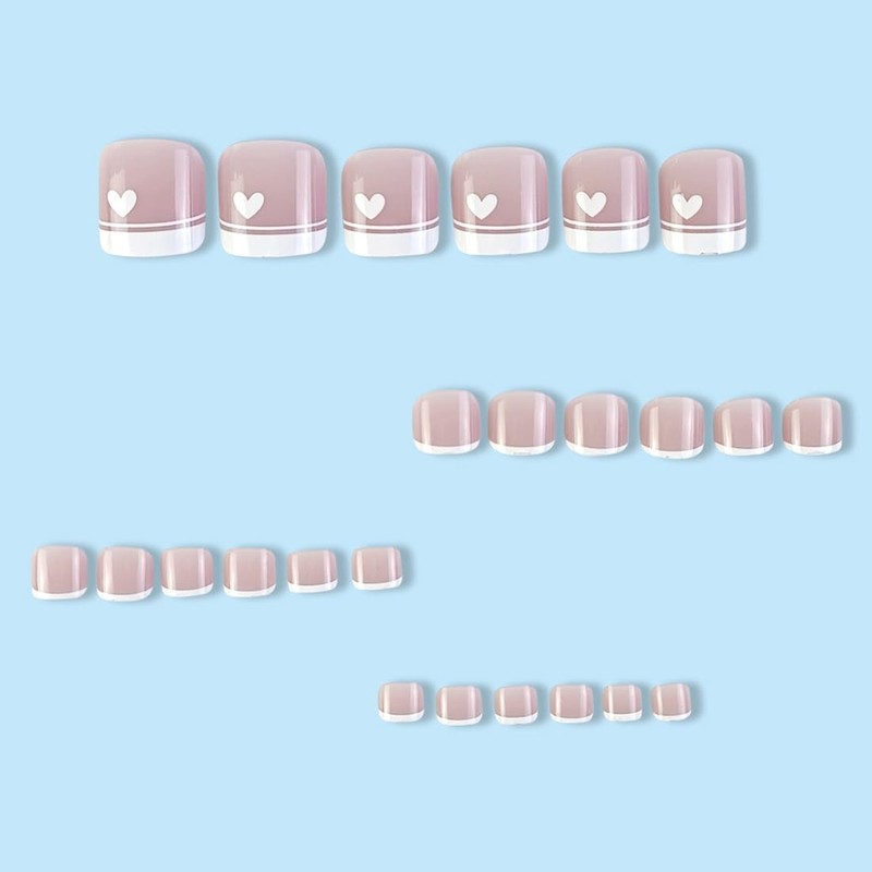 Caiguoer 24 Pieces Bare False Toenails Square French False Toenails