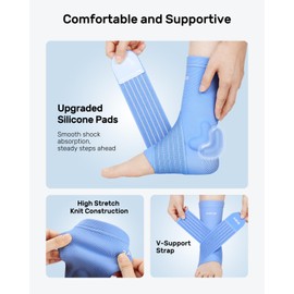 Rakiie Arch Support Brace for Everyday Use, 2 Pack Ankle Braces for Men Women, Foot Support for Sports, Fatigue & Sprain, Gym, Football, Basketball, Volleyball, Blue S