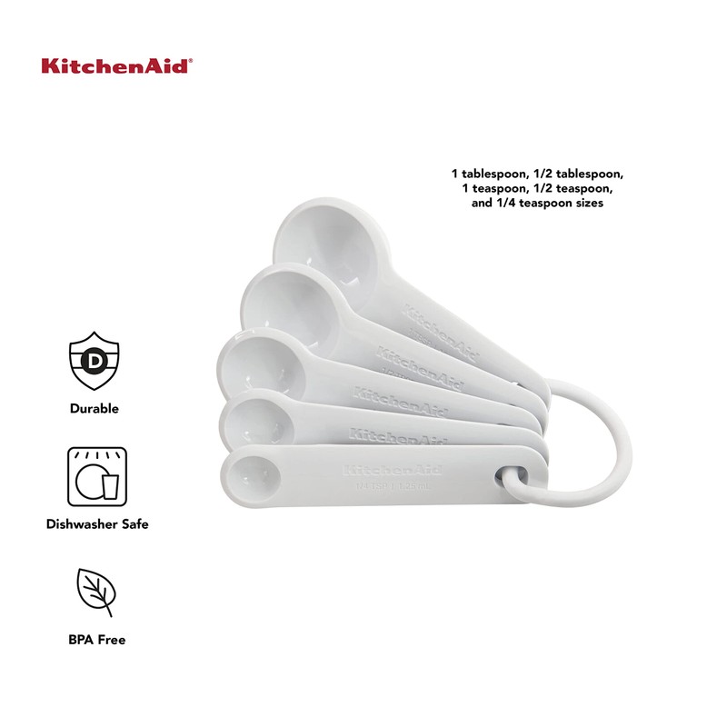 KitchenAid Plastic Measuring Spoons, Set Of 5, White