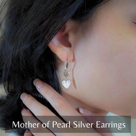 Mother of Pearl Earrings for Mother's Day Gifts - Premium Mothers Day Gifts for Mom from Daughter, Gift for Mama Momma Wife (15mm, Heart Shaped)