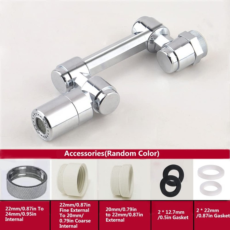 1080° Chrome Rotatable Faucet Extender Aerator w/Nozzle Adapters Swivel Sink