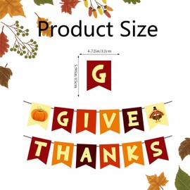 1 Pack Thanksgiving Banner, Fall Party Decorations for Indoor Outdoor Home School Office, GIVE THANKS Pumpkin Turkey Banners, Fall Banner Garland, Thanksgiving Garland for Background wall Decoration
