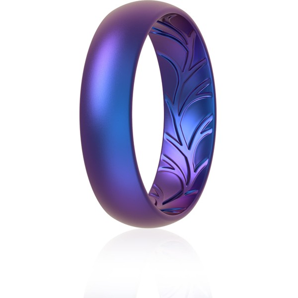 ThunderFit Women Silicone Wedding Bands, Breathable Leaf Cross Pattern Engagement