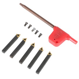 waltyotur 1/4 Inch Indexable Carbide Turning Tool Holder Set Lathe Turning Tools for Finishing Operations with 5 Carbide Inserts