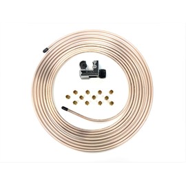 25 Ft. Roll of 1/4" Copper Nickel Brake Line Tubing w/Tube cutter & 12 fittings