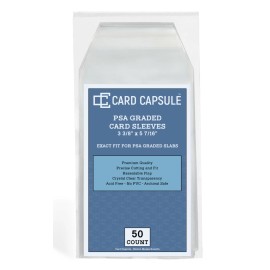 Card Capsule 50 Count Graded Card Sleeves Exact Fit for PSA Slabs Resealable Sleeves Bags.