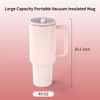 40oz Tumble With Handle Flip Straw Lid,Leak Proof Stainless Steel