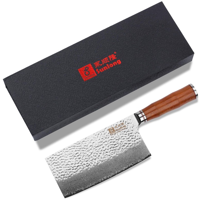 Sunlong Meat Cleavers 7 inch Damascus Vegetable Cleaver Japanese Hammered