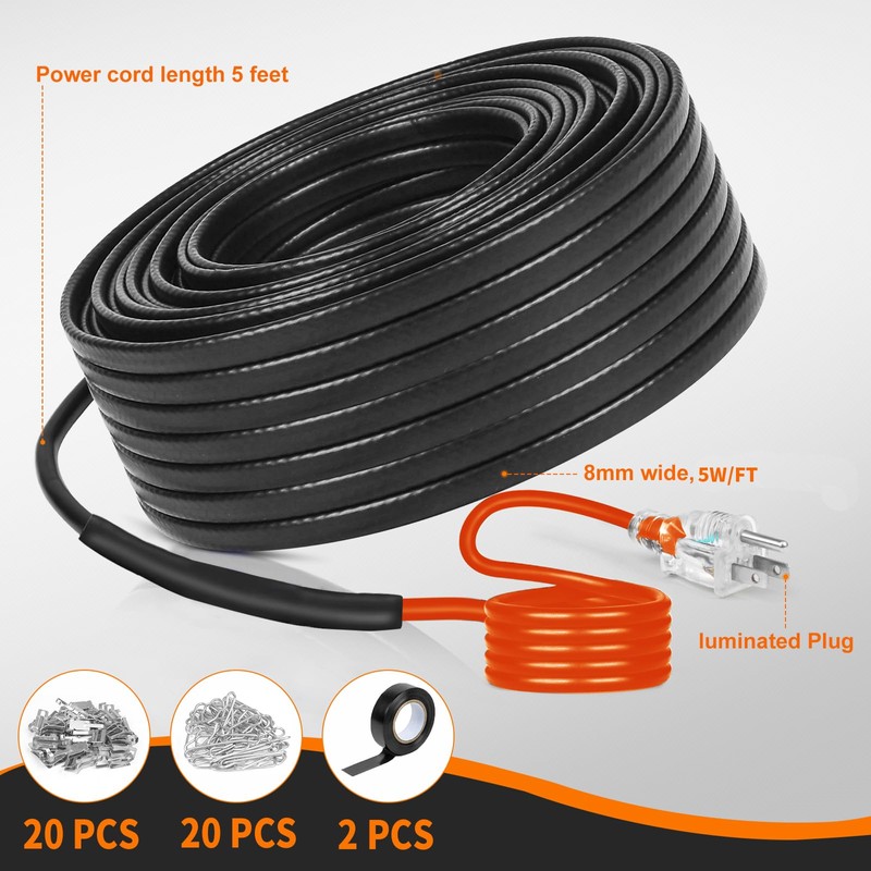 LantingMing Heat Tape for Water Pipes Roof & Gutter Snow