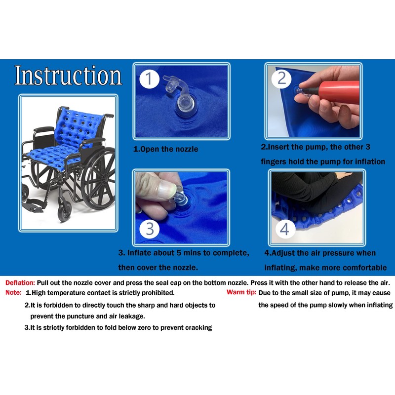 MESINURS Bedridden Air Inflatable Seat Cushion with Full Back for