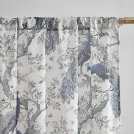 Laura Ashley Belvedere Window Curtains with Rod Pocket, 96-inch Length, 2 Panels Set, Canvas Light Filtering, White