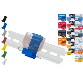 DIN Rail Holder "Flat" for 18 Shellys: 1 Gen3,1PM Gen3,2PM Gen3,i4 Gen3,Plus 1,Plus 1PM,Plus 2PM,Plus i4,Plus 0-10V Dimmer,Wave 1,Wave 1PM,Wave 2PM,Wave Shutter,Wave i4 (Blue)