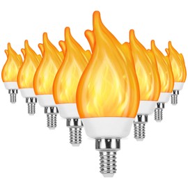OHLGT Upgrade E12 Flame Bulbs 8 Pack, 3 Mode LED Candelabra 2.0 Watt Warm White Chandelier 1800k Candle Light Bulbs, Flame Tip for Christmas Party Decorations