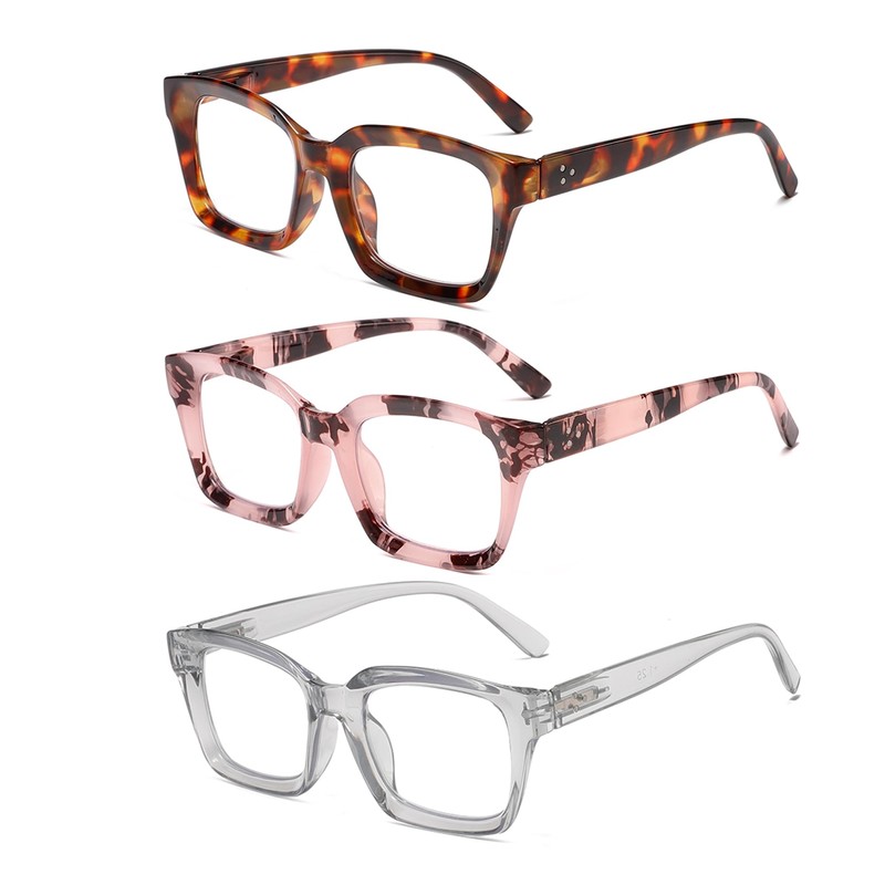 3 Pack Readers for Women Oprah Style Square Reading Glasses