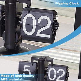 Retro Vintage Design Car Flip Clock, Desk Clock, Retro Digital Flip Down Clock, Mute Accurate Mechanical Tabletop Flip Clock for Home Office School Hotel Cafe (One Foot All Black)