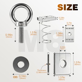 Strut Channel Nuts, GudeTap 4 Pack Heavy Duty Stainless Steel M8 Eye Bolts Set, Zinc Plated Spring Nuts, Long Spring for Unistrut