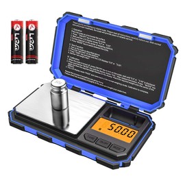 (Upgradaed) Digital Mini Scale, 200g /0.01g Pocket Scale, 50g Calibration Weight, Electronic Smart Scale, 6 Units, LCD Backlit Display, Tare, Auto Off, Stainless Steel (Battery Included)