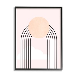 Stupell Industries Modern Geometric Rainbow Arch Lines Pink Sky Sun, Designed by Daphne Polselli Black Framed Wall Art, 11 x 14