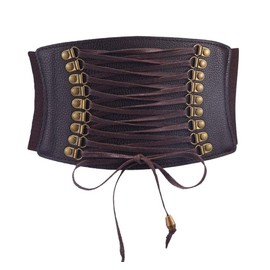 VOCHIC Womens PU Leather Belt High Waist Cincher Belt Corsets for Waist Training Wide Belt Coffee