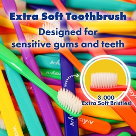 ZIOSTAND Way.V Extra Soft Toothbrush 7 Pack for Sensitive Gums and Teeth 3000 Ultra Gentle Bristles Brushes with Hygienic Head Covers Friendly Dentist Recommended BPA Free - Family Container 7 Pack
