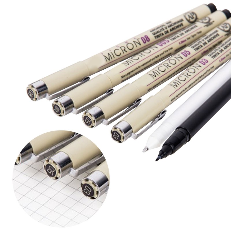 6pcs Fine Tip Pens Glossy Writing 13.5cm Length Waterproof Line