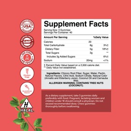 Natures Craft Tasty Prebiotic Fiber Gummies for Adults - High Fiber Supplement Gummies Vitamins for Adults with Prebiotic Soluble Chicory Root for Immunity and Digestive Support - Non GMO Vegan Halal 120 count