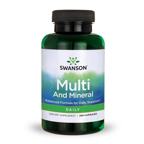Swanson Multi and Mineral Daily Men's Women's Multivitamin Multimineral Health Supplement 250 Capsules (Caps)