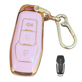 QIXIUBIA Remote for Ford Key Fob Cover Protective Gloves Fits for Ford Explorer 2016-2017 M3N-A2C31243800 (3-Button-Pink)