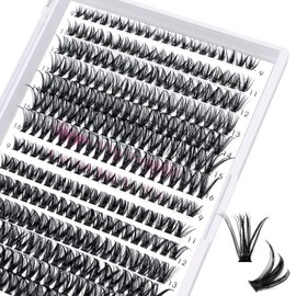 280 Pcs Individual Lashes 40D+50D Mixed Lash Clusters 14 Rows Cluster Lashes that Look Like Eyelash Extensions DIY Lash Extension Self Application At Home (40+50-C-9-16mix)