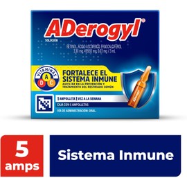 ADerogyl Multivitamínico 5 Ampolletas de 3 ml. Con Vitaminas A, C y D, Fortalece el Sistema Inmune y Refuerza tus Defensas