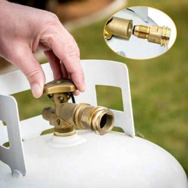 Hooshing Propane Tank Adapter Converts POL LP Tank Service Valve to QCC1/Type1 Hose or Regulator - Old Again (Brass)