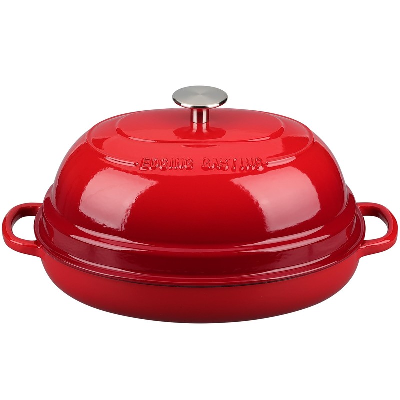 EDGING CASTING Enameled Oval Cast Iron Dutch Oven Pot with