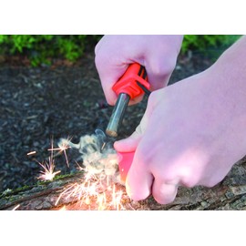 ust StrikeForce Fire Starter with Tinder, Durable Construction and Lanyard for Camping, Backpacking, Hiking, Emergency and Outdoor Survival, One Size, Model Number: 20-12147, Orange