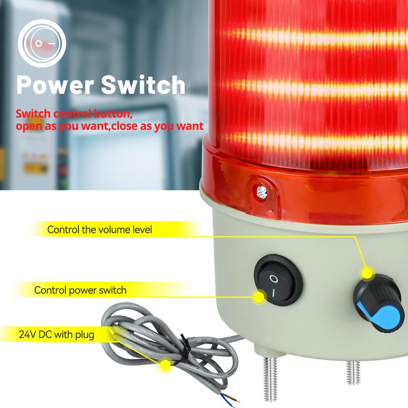 24V Industrial Rotating Warning Light LED Red Strobe Light for